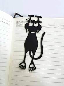 SHEIN 1 pieza Marcapáginas de gato negro de diseño hueco creativo de acrílico, regalo de lectura para lectores y amantes de los libros, Navidad y cumpleaños - Negro - Ver 6