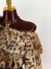 Amplova 秋冬女士时尚不对称领仿皮草豹纹夹克 - 彩色 - 查看 5