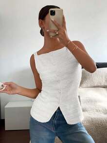 Siren Gaze 女士无袖纯色简约休闲上衣，适合日常穿着