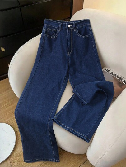 GlowEve 休闲高腰直筒洗水牛仔裤