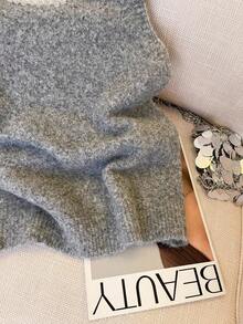 SHEIN Casual Sequin Decor Regular Fit Knit Vest - Grey - View 3