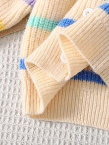 SHEIN Young Girl' V-Neck Rainbow Striped Cardigan Paired With Casual Straight Pants, Suitable For Home, Outings, Gatherings, Back To School Winter Christmas Halloween Toddler Cardigan Sweater Autumn Fall Jumpers Sweaters Tops Dress Dresses Christmas Jumper Cozy Pixies Prepcrw Christmas Outfit Halloween  New Born Toddler  Fall Winter Dress Halloween  Romper Stuff Halloween Jumper Jumper Cardigans Shirts White Cardigan Clean Downtown Off The Shoulder Sweater Outfit Sets Pink Sweater Jacket Cute Fall Outfits Outfits Top Maija Christmas Dress  Toddler Fall Dark Purple Skirt Christmas Sweater  Fall Sweaters Unisex White Sweater Vest Skirt Sets