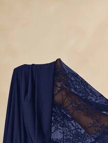 SHEIN BAE 黑色蕾丝低胸紧身连衣裙，黑色蕾丝连衣裙 - 藏蓝色 - 查看 8