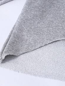 青少年女孩蝴蝶结印花不对称露肩不对称下摆休闲运动衫 - 灰色 - 查看 5