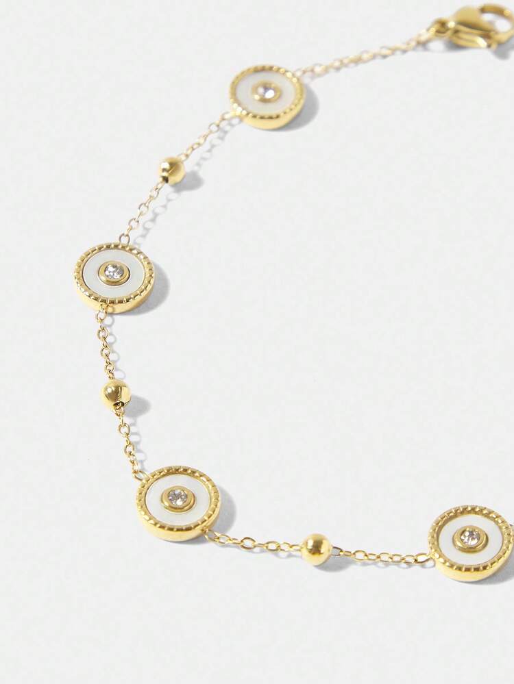 18K GOLD PLATED ROUND SHELL BRACELET