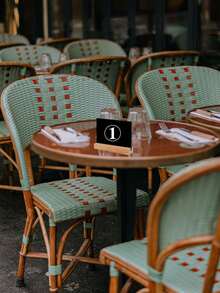 SHEIN 1/5/10pcs-迷你黑板标牌带支架，带支架座位卡，用于桌面装饰的小黑板，婚礼，生日派对，桌号，食品标签，留言板标志和活动装饰，餐厅食品展示，留言板，小型企业，婚礼，宴会，咖啡店，开放式酒吧标志带支架情人节装饰黑板装饰家庭聚会酒店酒吧书写板双面黑板留言板圣诞节 - 黑色 - 查看 8