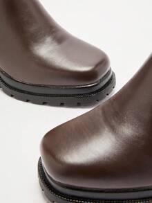 Solezae 女式舒适弹力材质厚底及膝靴 - 棕色 - 查看 6