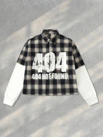 Street Life Camicia a quadri da uomo in stile punk con colori a contrasto, autunnale