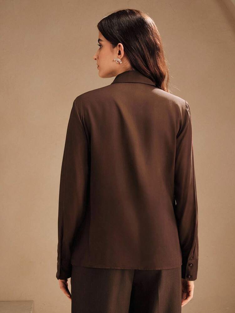 Women's New Long Sleeve Beige Embroidered Blouse, Elegant Top For Autumn, Fall, Going Out, Formal, Party, Chic, New Year, Christmas, Work, Graduation, Wedding