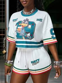 Slaydiva 夏季新款音乐节生日派对毕业季学生日常外出基本百搭休闲度假邮轮旅行海滩海边日光浴网红热销两件套短裤套装女装两件套休闲套装女式露脐上衣短裤套装女式夏季服装 - 白色 - 查看 10