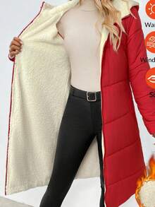 SHEIN Clasi Women's Zip-Up Hooded Padded Coat Autumn Winter Clothes For Women - Red - View 7