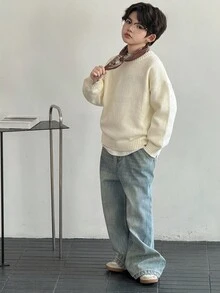 DAZY Tween Boys Sweater, Fall - Beige - View 5