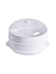 SHEIN 1pc Japanese-Style Microwave Steamer, Kitchen Bun & Dumpling Reheater With Lid, Multi-Layer Plastic Steamer Tray