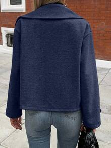 EMERY ROSE Manteaux pour femmes avec grand col et boutons décoratifs, manches longues - Bleu marine - Voir 2