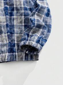 ROMWE MEN Street Life Men's Prep Plaid Print Zip-Up Casual Hoodie, For Fall - Multicolor - View 4