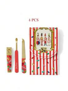 HARRY POTTER X SHEIN 4pcs Portable Nail Clipper Set,Premium Stainless Steel Manicure Set With Storage Bag,Professional Beauty Kit Includes Nail Clipper & Portable Nail File & Ear Pick, Personal Care Set For Travel Or Home Use,Durable, Salon-Quality Tools For Easy At-Home Grooming,Christmas