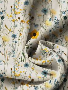 EMERY ROSE Plus Size Casual Floral Print Watercolor Floral Cap Sleeve Blouse, Fall And Winter