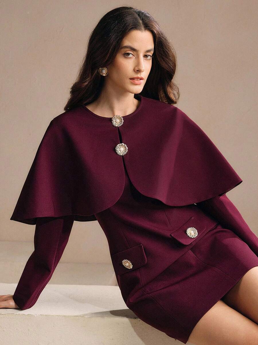 Anewsta Novo vestido com capuz e cintura marcada para outono/inverno, elegante, formal, festa, chique, adequado para ano novo, natal, trabalho, formatura, casamento