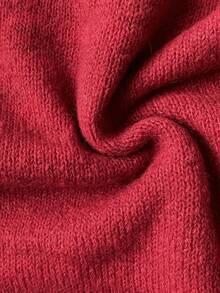 Elenzga Women's Solid Color Elegant Knit Sweater Dress - Red - View 7