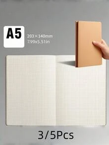SHEIN Sổ tay A5/B5 màu Kraft/đen, sổ ghi chép đơn giản với các ô vuông kẻ ngang, sổ tay trắng số lượng lớn, sổ nhật ký du lịch không kẻ dòng, sổ phác thảo, sổ ghi nhớ, sổ kế hoạch cho văn phòng, lớp học. - Nhiều màu - Xem 4