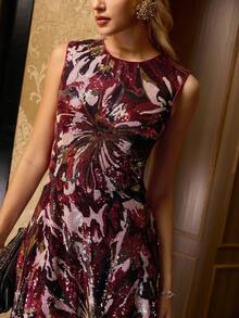 MOTF Soiréza 女式亮片刺绣喇叭A字连衣裙 - 彩色 - 查看 4