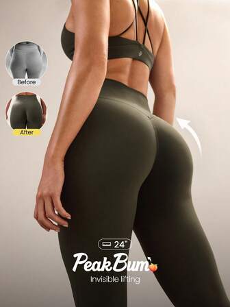 GLOWMODE 24" Peakbum Powersculpt™-Air Sculpt Flex Sweat-Wicking Cool Feel V-Waist Butt-Lifting Leggings High Impact Workout Running Training Fall Winter