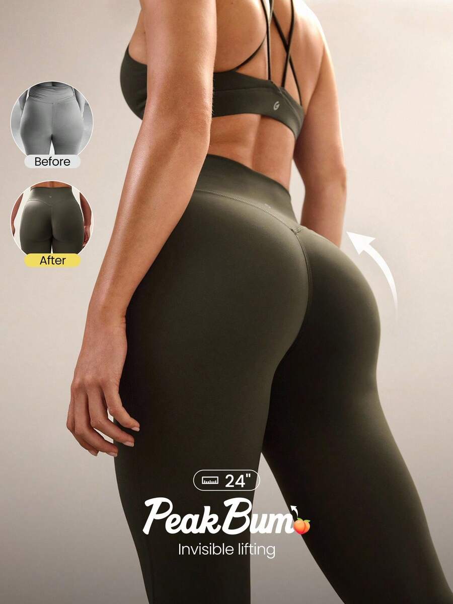 GLOWMODE 24英寸 Powersculpt™-Air Sculpt Flex 吸汗凉爽感觉 V 腰提臀紧身裤 高强度健身跑步训练春夏