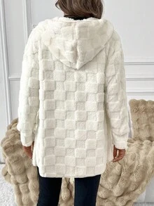 SHEIN Clasi Áo khoác nỉ có mũ trùm đầu họa tiết da báo dành cho nữ - Màu be - Xem 2