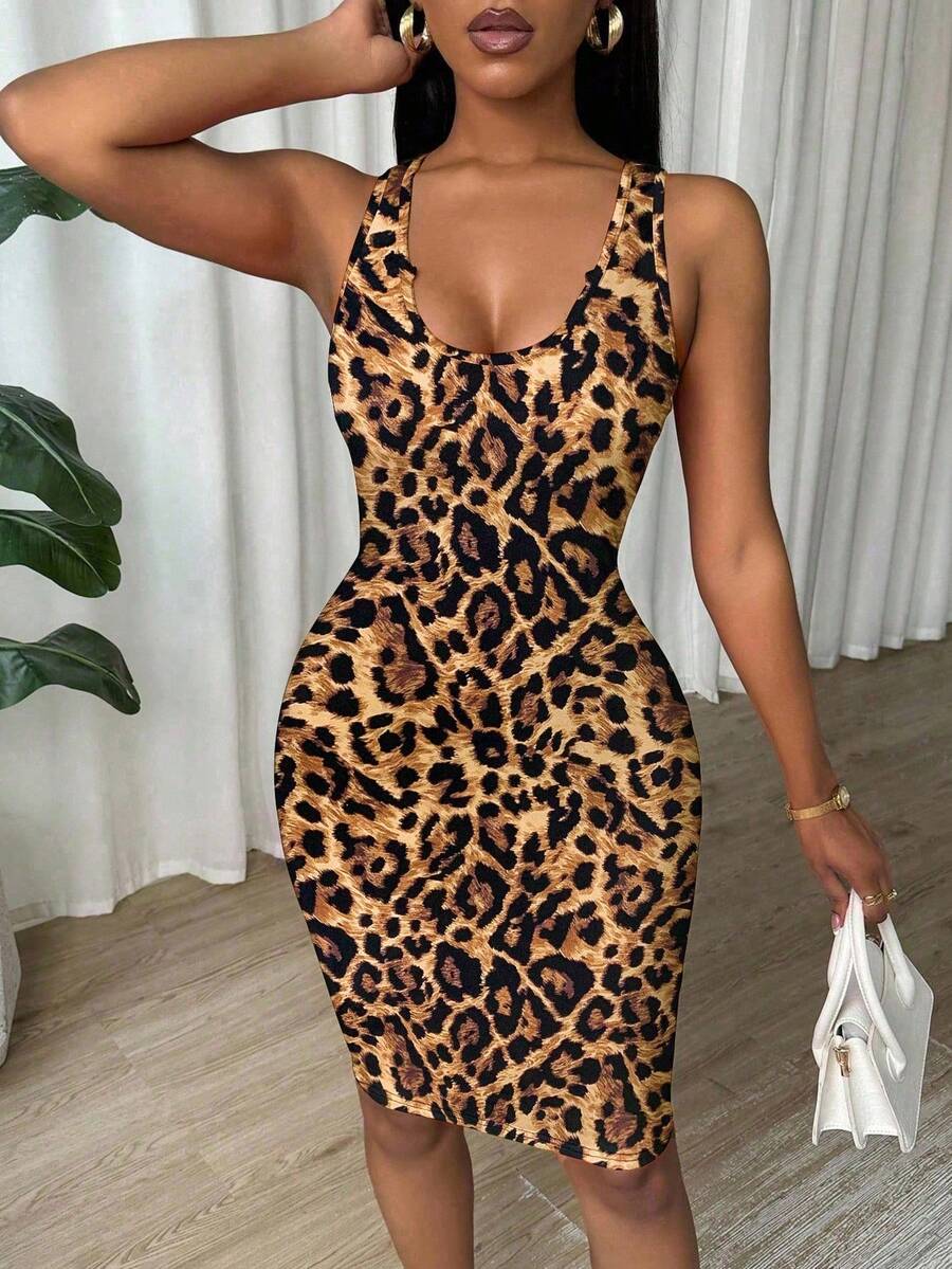 Islaluna Tie Dye Pleated Slim Fit Sleeveless Bodycon Dress For New Year Clothes