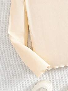 SHEIN 3 pièces/set T-shirts à manches longues côtelés, col rond, couleur unie, style décontracté pour jeunes filles