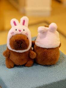 1 件水豚毛绒玩具钥匙扣挂件，柔软毛绒动物背包挂饰，汽车装饰配件，送给钥匙扣爱好者的礼物（水豚 3，可爱水豚毛绒玩具）。水豚毛绒玩具，水豚，可爱毛绒水豚。