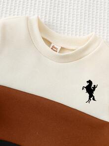 Cozy Pixies Felpa girocollo a maniche lunghe con colori a contrasto per bambino, versatile e confortevole in autunno/inverno