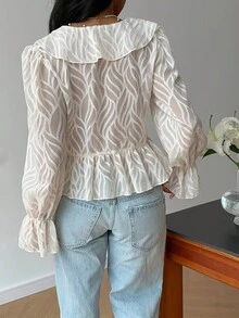 Serisse Damen Französischer Lässig Bindeknoten Volant Saum Bluse, Volant Bluse, Herbst für Frauen, Homecoming, Ausgehen Oberteile Frauen, Date Night, Hochzeitsgast, Business Lässig Frau, Old Money Stil, Thanksgiving Shirt, Neujahrskleider, Winterkleidung für Frauen