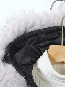 Young Boy New Letter Print Cotton Padded Hooded Jacket, Made Of Soft And Comfortable Cotton, Zipper Design For Easy Wear, Hooded To Protect Head And Neck, Suitable For Playing In Snow, Going To School, And Outdoor Activities Fall Winter - Black - View 5