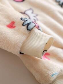 SHEIN 女婴花卉印花长袖卫衣和裤子套装，秋冬 - 杏色 - 查看 6