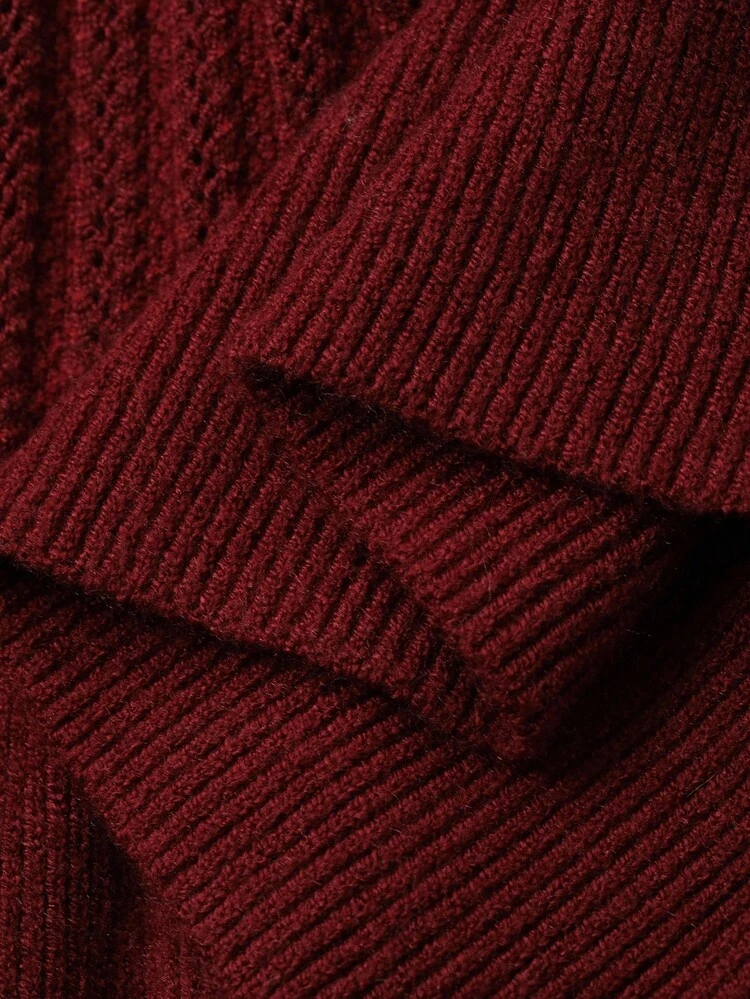 Women's Elegant Solid Color V-Neck Sweater Dress, Autumn Red Women Dresses Valentine's Day