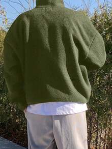 DAZY Men's Casual Letter Embroidery Pullover Sweatshirt, Autumn/Winter Quarter Zip Men