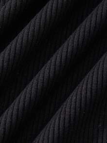 年轻女孩休闲百搭舒适圆领无袖针织长裙 - 黑色 - 查看 6