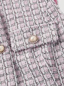 SHEIN MOD Áo vest blazer nhẹ thanh lịch dành cho nữ (có thắt lưng) - Hồng - Xem 3