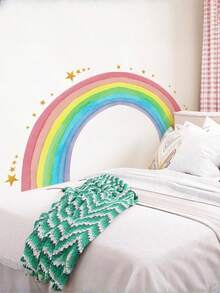 SHEIN 1 Hình dán tường ngôi sao năm cánh cầu vồng cỡ lớn – Hình dán tự dính dùng để trang trí tường cho phòng trẻ em, phòng khách và phòng ngủ. - Nhãn dán tường - Xem 5