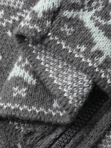 DAZY 女童复古图案长袖开衫 - 灰色 - 查看 9