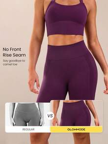 GLOWMODE Quần short biker cạp cao, không đường may, co giãn, thấm hút mồ hôi, ôm bụng, không đường may phía trước, tạo nếp nhăn ở mông, thích hợp cho chạy bộ, tập luyện, tập gym, studio và hoạt động hàng ngày. - Cola anh đào - Xem 4
