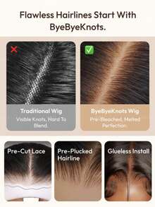 Bye Bye Knots 7x5 Lace Brown With Blonde Piano Highlights Straight Bob Wig With Dark Roots Glueless Bob Wigs 100% Human Hair Ready To Wear Pre Cut Pre Bleached Pre-Pluck Transparent Lace With Drawstring - S1/27 - View 9