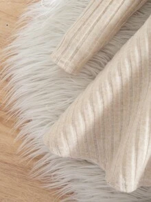 Babygirl Elegant Knit Minimalist Apricot Long Sleeve Dress Fall Winter - Apricot - View 3