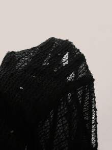 Amplova 女式纯色低胸性感时尚挂脖迷你连衣裙 - 黑色 - 查看 7