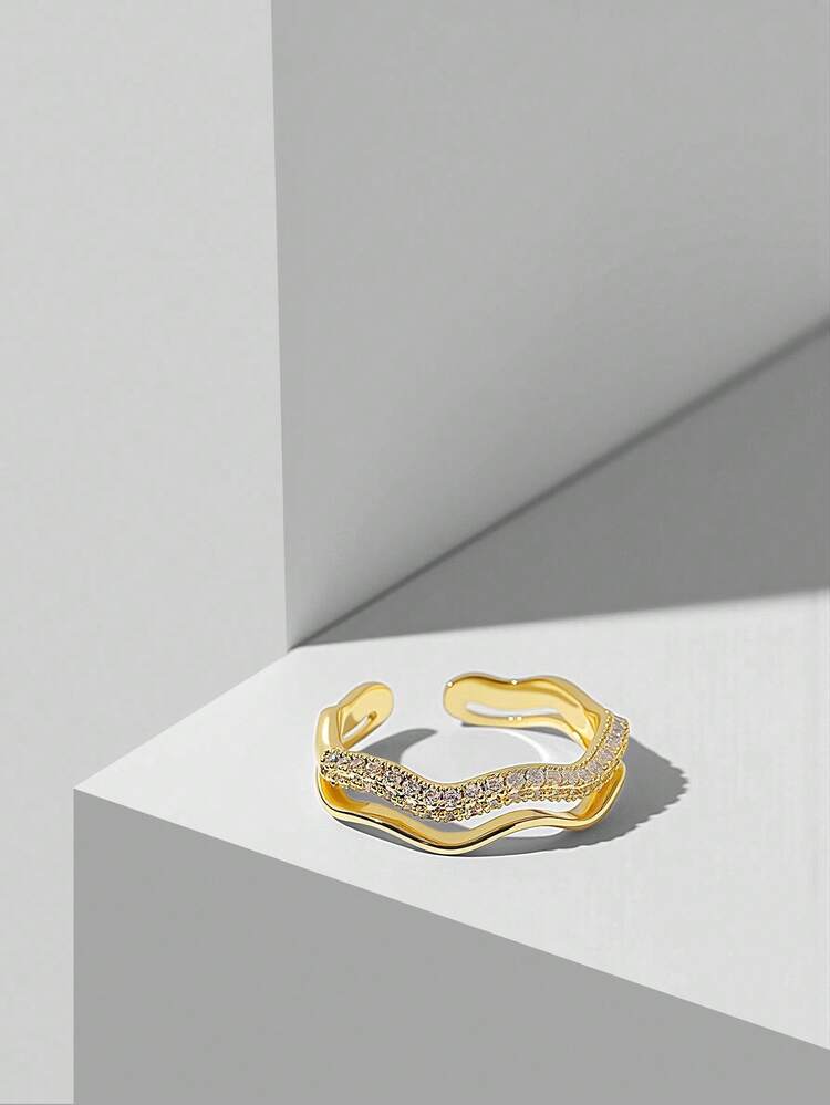 18K GOLD PLATED DOUBLE LAYER WAVE RING