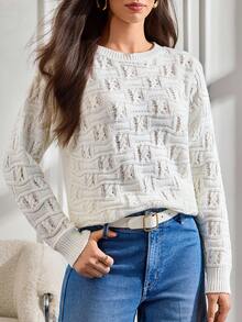 SHEIN Tall Pull unicolore de grande taille style Frenchy - Noir et Blanc - Voir 4