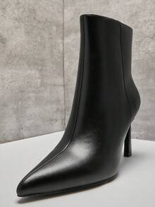 SHUZIA Women's Perfectly Pointed Toe, Vintage-Inspired Seaming & Side Zipper Kitten Heel Ankle Booties For Christmas