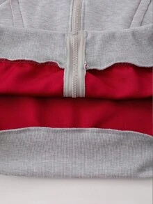 ROMWE MEN Casual Men's Patchwork Contrast Color Sweatshirt, Retro Street Style, Fall, Long Sleeve Top - Grey - View 6