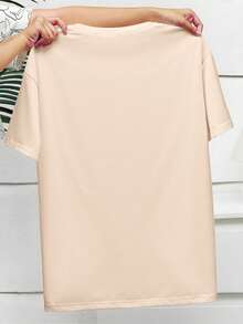 EMERY ROSE Áo thun cổ tròn tay ngắn in chữ New York thời trang cỡ lớn cho nữ - Màu be - Xem 2